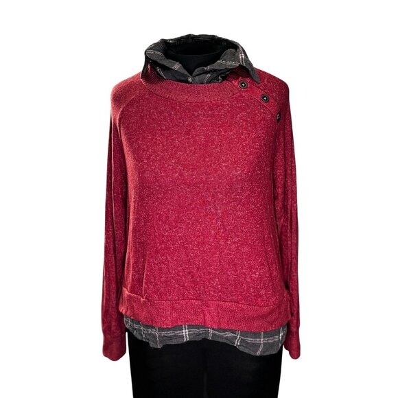 Al & Rachel Red Layered Sweater Blouse PM Petite - Picture 1 of 10